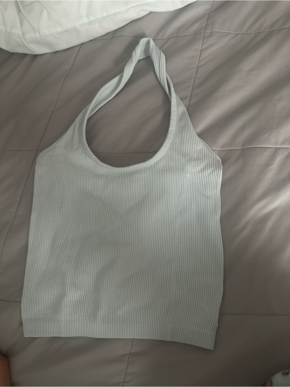 American Eagle Outfitters Light Blue Ribbed Halter Tank